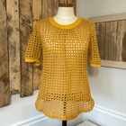 Anthropologie Angel Of The North Sweater Womens Xs Senoia Boho Mustard Crochet