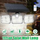 3 Head Led Solar Security Light Pir Motion Sensor Outdoor Garden Wall Flood Lamp