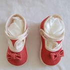Vintage Baby Shoes Button Mary Jane Soft Sole Japan Size 0 Red Canvas Bow Janes