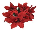 Artificial Silk Poinsettia Floral Pick Red 8 Stems 8 Blooms 16    Long Christmas 