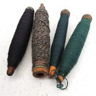 Lot Of 4 Vintage Industrial Textile Spools Of Thread Wooden Bobbins 9  10 