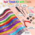 Hair Tinsel Kit  48 Inch  16 Colors  3200 Strands   Glitter Sparkling Tinsel Hai