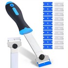 9 25  Razor Blade Scraper Tool W 10 Metal   10 Plastic Blades Long Sticker Glass