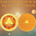 2 Year Alcoholics Anonymous Aa Gold Medallion Coin Sobriety Chip Two Years Gifts