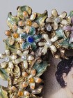 1950s Vintage Jeweled Enameled 1000 Flower   Butterfly Metal Easel Picture Frame