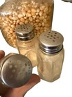 Vintage Owens Illinois Glass Salt   Pepper Shakers  Mid-century Diner Set