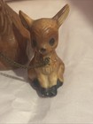 Victoria Ceramics Vintage  Deer 2 Chained Baby Fawns Made In Japan Big Eyes