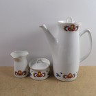 Porsgrund Norway Farmer s Rose Demitasse Coffee Set Cups Saucers Pot Plates Vgc