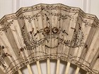 Antique French Hand-painted Intricate Carved Ivory Pastoral Scene Handfan