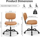 Leather Armless Home Office Desk Chair Small Ergonomic Low Back Lumbar Support