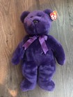 Ty Beanie Original Buddy Princess Diana Bear 14    Ty Tag 1998 Purple White Rose