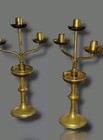 Antique Pair Of 19th Century Solid Brass Heavy Candelabra Candle Holder 16  Tall