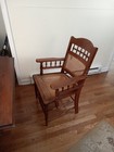 Vintage Walnut And Caned Open Armchair  Nicely Aged