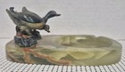Vintage Ashtray Green Onyx With Cold Painted Austrian Bronze Duckling Figures