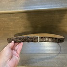Vintage Alligator Grain Leather Belt Mens 36 Brown Embossed Sterling Buckle 90s