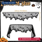 Black Lace Cobweb Halloween Fireplace Mantel Scarf Cover Decor  18x96 In