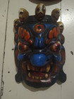 Set Of 3 Hand-carved Nepalese Bhairab Mahakala Wooden Masks     Himalayan Wall Art