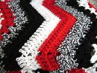  New Hand Crochet Black Red White Ripple Afghan Lap Blanket Lapghan Throw