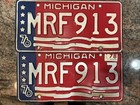 Bicentennial Michigan License Plates Pair Nice Set Mrf 913