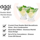 10 Oz  Double Wall Martini Glasses  Set Of 2 - Clear