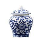 Chinese Blue White Porcelain Decorative Temple Jar Vase With Lid Home Accent