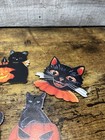 Vtg Inspired Pressed Wood Halloween Ornaments  Lot Of 10  Pumpkins  Cats More