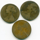 Uk Penny 1861   1862 Lot Of  3     Lotoct5656