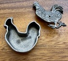 Vintage Torino Pewter Rooster Brooch Pin Mini Trinket Box Signed Chicken