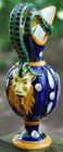 Antique Dionysus Face W Serpent Handle Majolica Pottery Pitcher Ewer Italy 7 5 