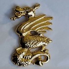 Dragon Lapel Pin Fantasy Mythical Beast Gold Color Metal 