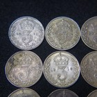 Lot Of  12  Great Britain George V 1911-1918 Sterling Silver Threepence  Xf