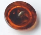 Antique Art Nouveau Czech Glass Button     Amber Dome With Ornate Brass Overlay