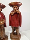 Vtg Wood Hand Carved 12  Woman Man Ecuador Wooden Figurine Couple Gorgeous  C9te