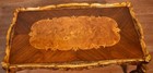 1930 French Walnut   Satinwood Inlay Carved Cherubs Hand Painted Coffee Table