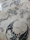 1989 Vintage Jack Rudy Traditional Tattoo Flash Sheet Tattooland Biker Fantasy B