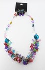 New Silver Tone Necklace Earring Set With Colorful Shell Stones Nwt  n2348