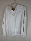 We The Free White Cowl Neck Waffle-knit Top Size Medium