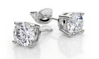 Sterling Silver Round Shaped Stud Earrings Cubic Zirconia 6mm Silver Round Cz