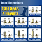 130 Sets Black Chicago Screws Kit M4 M5 Binding Rivets For Leather Belt Book Diy