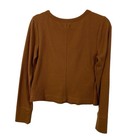 Up West Women Waffle Knit Top Size Large Brown Long Sleeve Round Neck Pullover