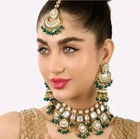 Indian Bollywood Gold Plated Kundan Necklace Earrings Jewelry Set Bridal Jewelry