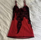 Vintage Y2k Red Lace Mesh Fredrick   s Of Hollywood Slip Dress Size Medium M