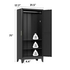 Metal Armoire Wardrobe Closet With Hanging Rod 71   Metal Wardrobe Cabinet