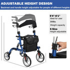 Foldable All Terrain Rollator Walker With Seat And 12  Rubber Wheels For Seniors