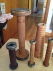 Lot O 8 Antique Vintage Wooden Spool Textile Sewing Spindles