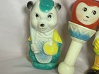 1950   s 1970   s Vintage Rubber Squeeze Toy Lot Of 4 Clown Lamb Bear Apple