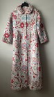 Rare Vintage Long Quilted Housecoat Robe 70   s Floral Hippie Mod Women   s Size 4-6