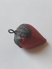 Antique Victorian Sewing Pin Needle Cushion Strawberry Emery Holder Sterling Top