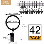 42 Pack Curtain Rings With Clips 1 26  Interior Diameter metal Drapery Ring W   