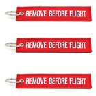 5pcs Remove Before Flight Key Chain Jet Tag Keychain Both Sides Text Embroidery 